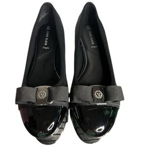 Women’s AK Anne Klein iFlex Gianna Shiny Black Ballet Flats Size 6M